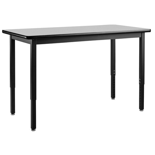 a black rectangular table with legs