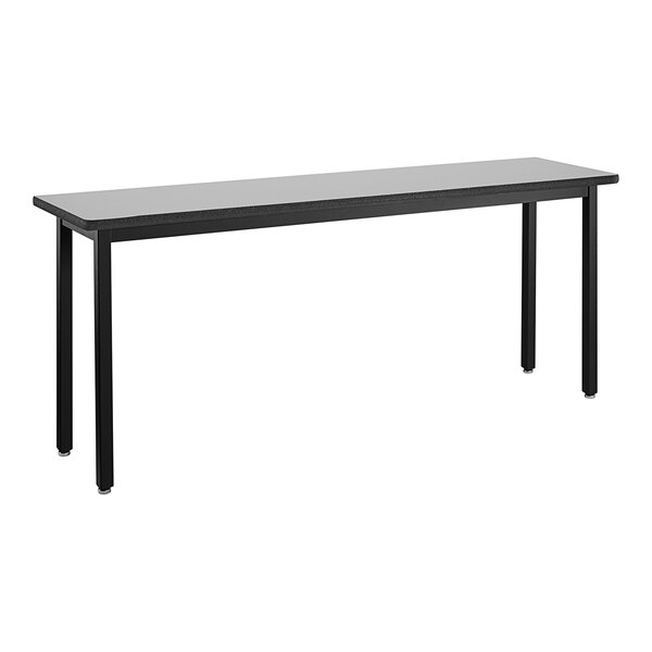 A National Public Seating black rectangular table with black legs.