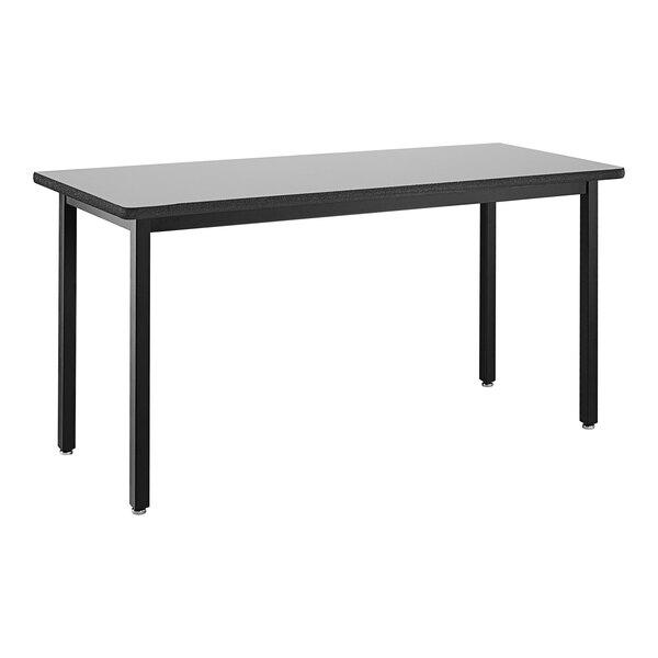 a black rectangular table with legs