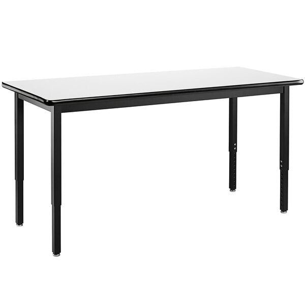 a black rectangular table with a white surface