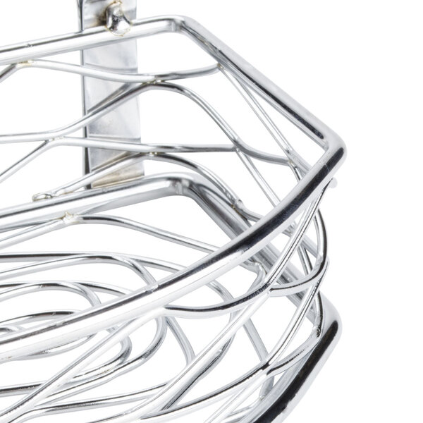 An American Metalcraft chrome half round birdnest condiment caddy with card holder.