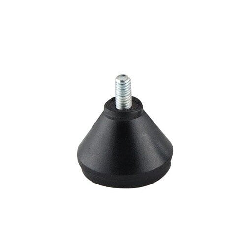 A black rubber foot for an Avantco meat slicer with a screw.