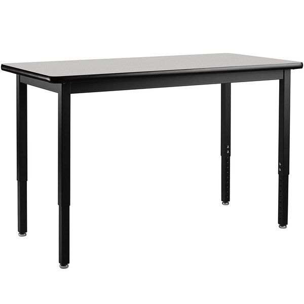 a black rectangular table with legs