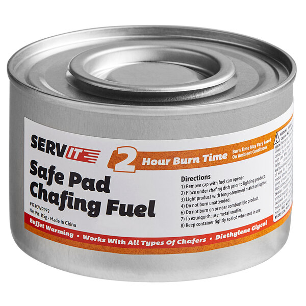 A case of 24 ServIt chafing dish fuels with safe pad.