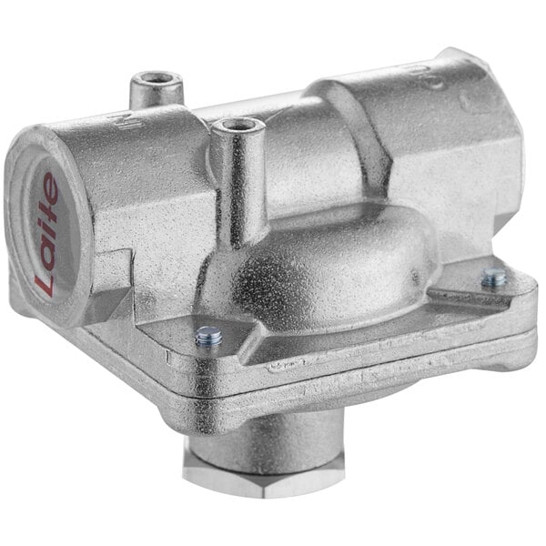 A close-up of a silver metal ServIt pressure regulator valve.