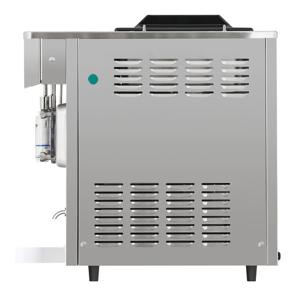 A stainless steel two-bowl slushy and granita frozen drink machine.