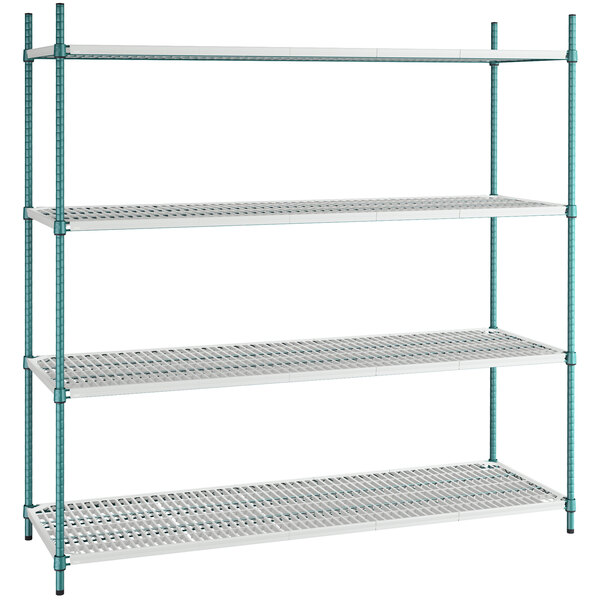 Regency 24 x 48 Green Epoxy Drying Rack 4-Shelf Kit with 74