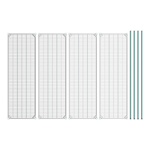 A white rectangular grid with green bars on a white surface.