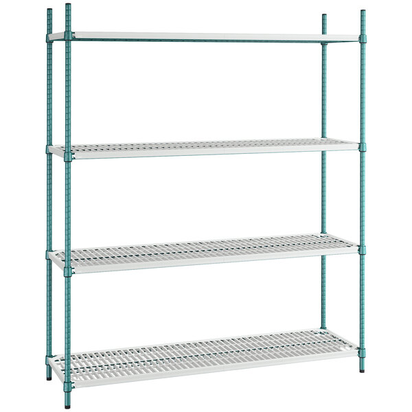 Regency NSF Green Epoxy 5' x 5' Walk-In 4-Tier Shelving Unit Kit