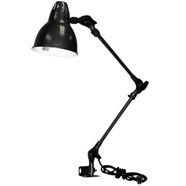 A close-up of a black TPI Heavy-Duty LED Task Light with a white collar.