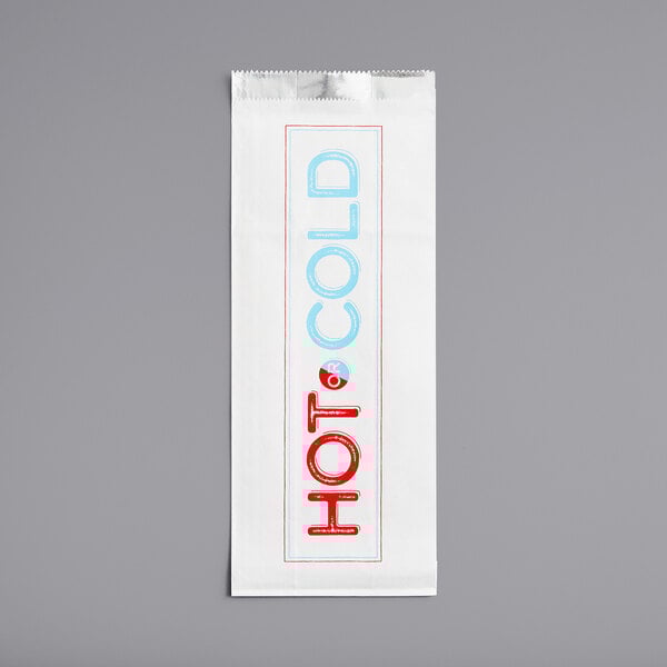 A white rectangular Choice paper bag with red and blue text.