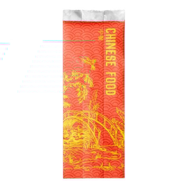 A red and yellow insulated foil bag labeled 'Chinese Food' designed for pint-sized takeout.