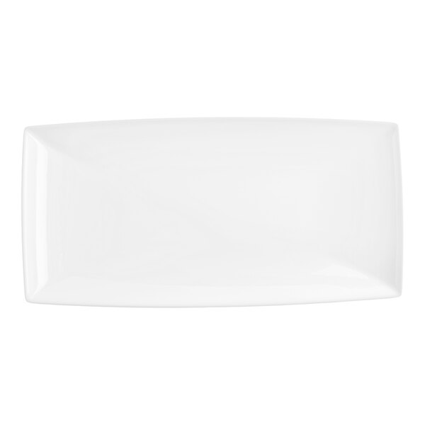 American Metalcraft 16" x 8" x 1 1/8" White Coupe Rectangular Melamine Tray
