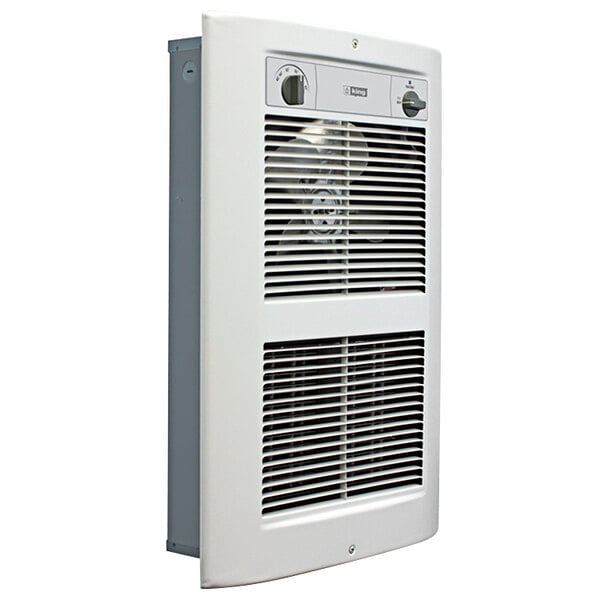 A white rectangular King Electric wall heater with a vent.