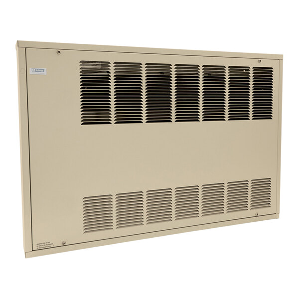 A tan rectangular King Electric fan-forced heater with a vent.