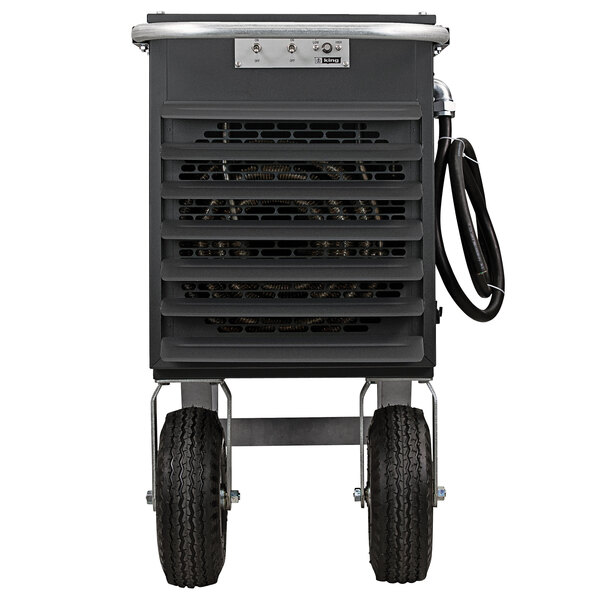 A black King Electric portable unit heater with wheels.