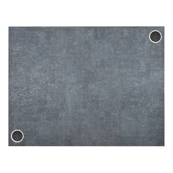 A grey rectangular BFM Seating tabletop with a hole in the middle.