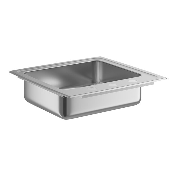 A Zurn stainless steel sink bowl with a square bottom.