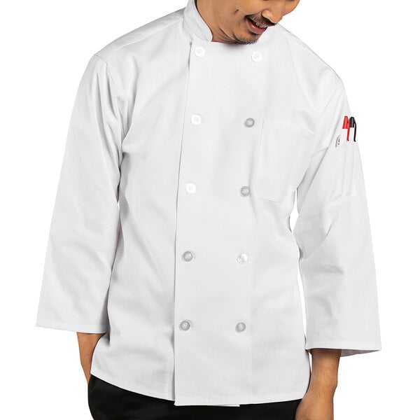 0403 Black or White Uncommon Threads Chef Coat 10 Knot Cotton XS to 2XL 