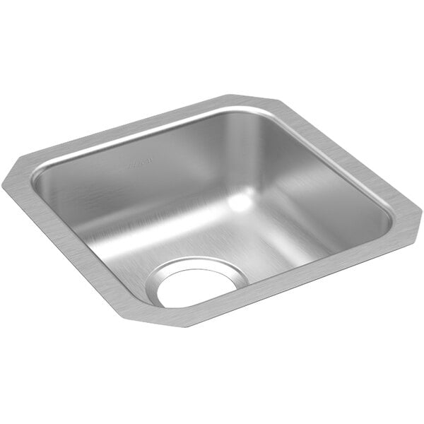 An Elkay stainless steel sink with a square hole.