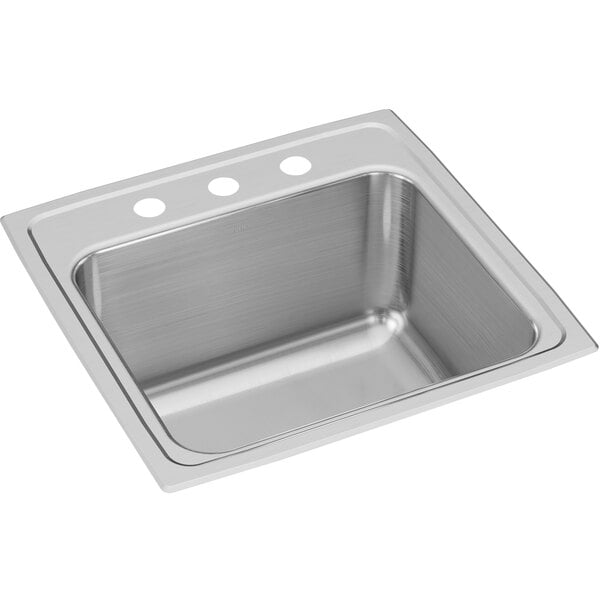 A stainless steel sink with a silver rim.