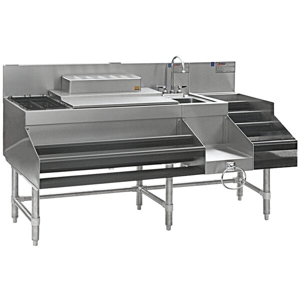 A stainless steel Eagle Group combination cocktail station with a sink and faucet.