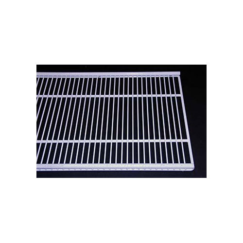 A white metal grate shelf.