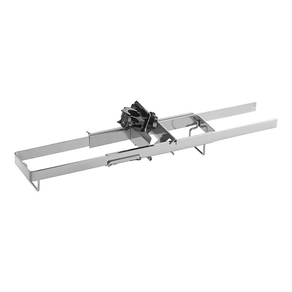 A metal frame with a black handle.