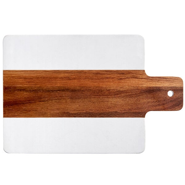 Green Marble/Wood Rectangle Chopping Board with Handle