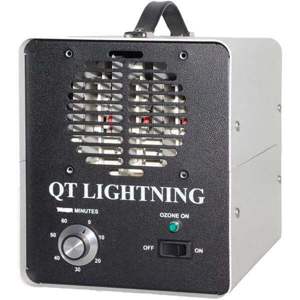 A black and white Queenaire QTL1800 Lightning Ozone Generator box with a vent.