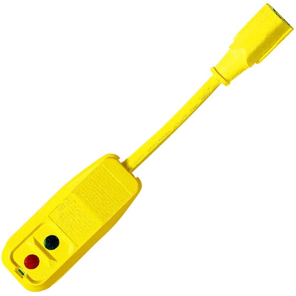 A yellow Lind Equipment 14/3 GFCI cord with red and green connectors.