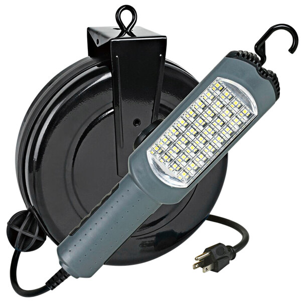 A Lind Equipment work light reel with a 50W LED light and 30' cord.