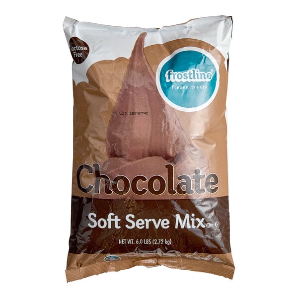 Frostline Chocolate Soft Serve Ice Cream Mix 6 lb. - 6/Case
