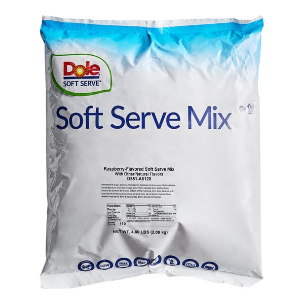 DOLE SOFT SERVE Raspberry Soft Serve Mix 4.6 lb. - 4/Case