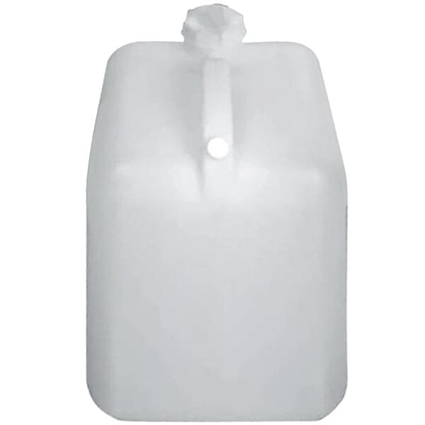 A white plastic container with a handle and black edges.