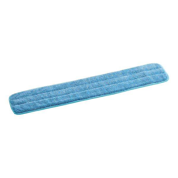 A Lavex blue microfiber mop pad with hook and loop.