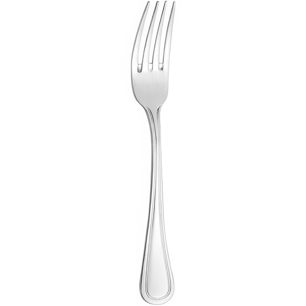 An Arcoroc stainless steel dinner fork with a silver handle.