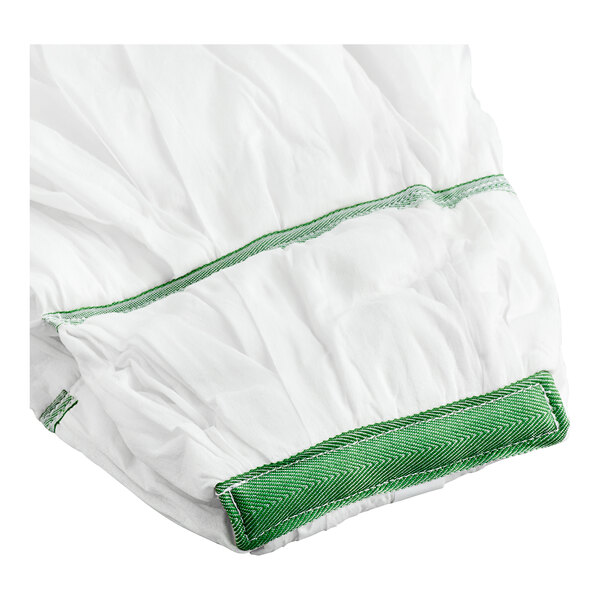 A white cloth with green straps.