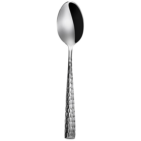 A Sola stainless steel coffee spoon with a textured black handle.