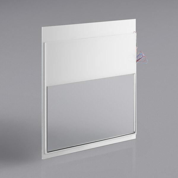 A white rectangular glass panel for an Avantco Bakery Display Case.