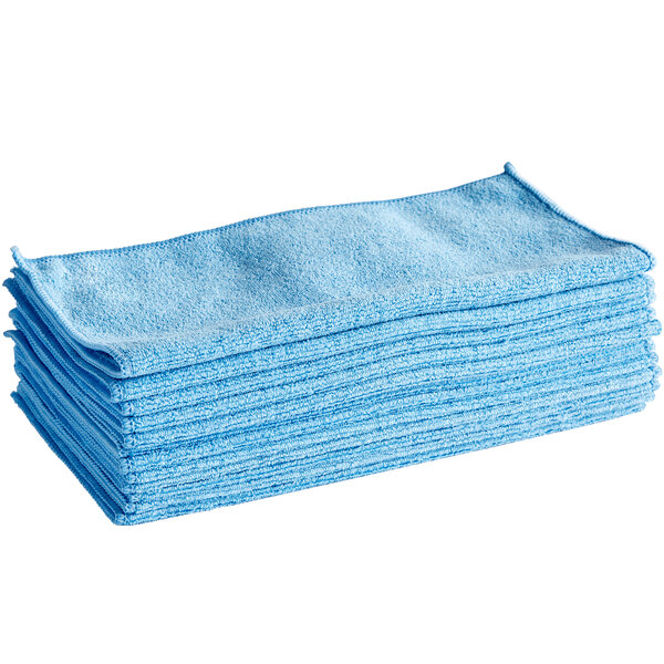 a stack of blue towels