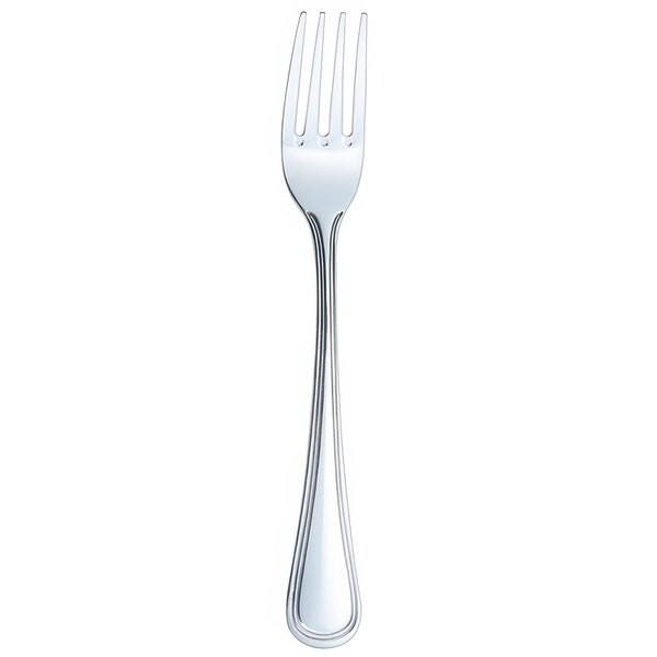 An Arcoroc stainless steel dinner fork with a silver handle.