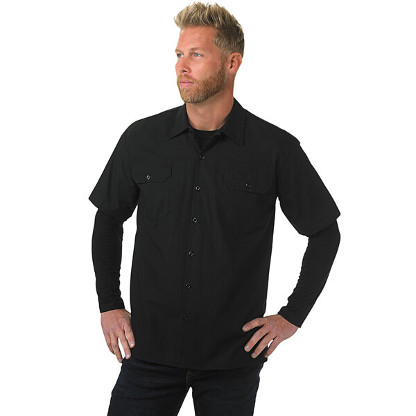 a man in a black shirt
