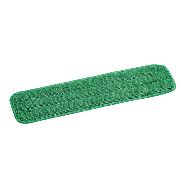 A green Lavex microfiber mop pad with hook and loop backing on a white background.