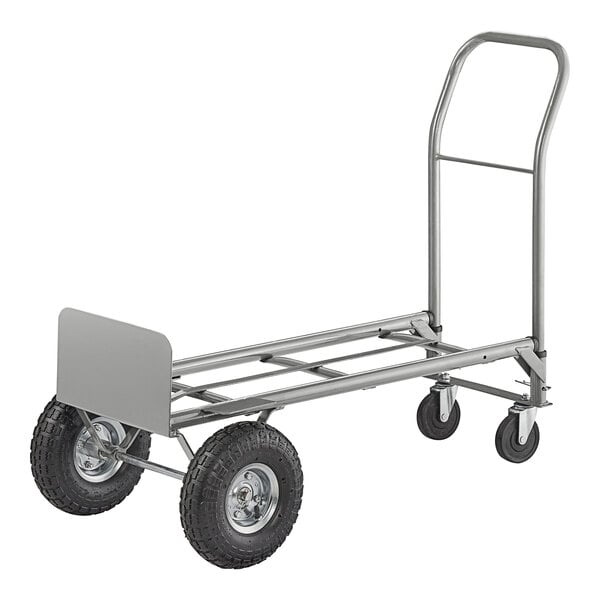 A silver Lavex 2-in-1 convertible hand truck with black wheels.