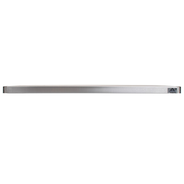 A stainless steel Advance Tabco shelf.