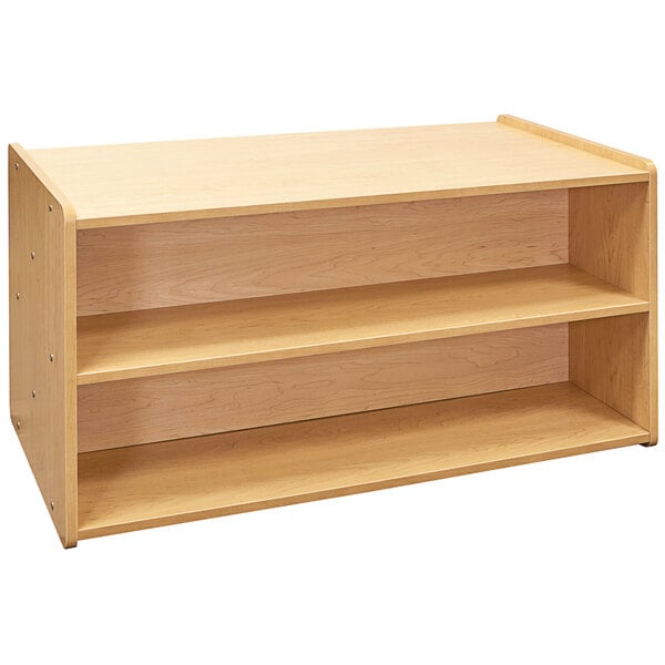 a wooden shelf with a white background