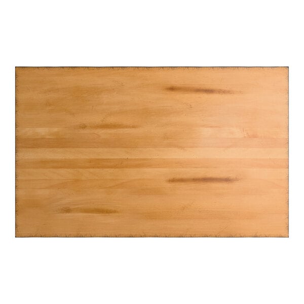 Lancaster Table & Seating Industrial 30" x 48" Honey Maple Finish Solid Wood Live Edge Standard Height Table with 4 Chairs