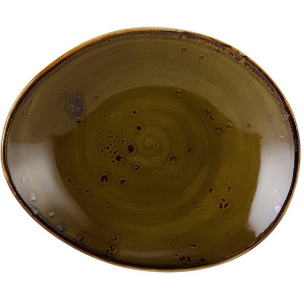 A brown TuxTrendz china plate with a Geode design.