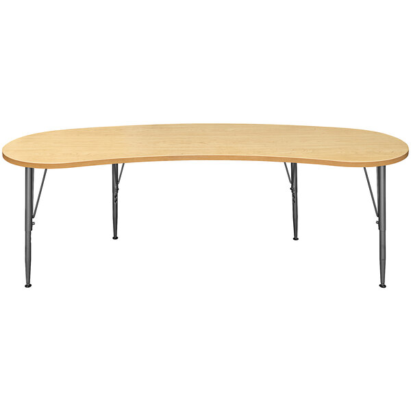 A Tot Mate maple laminate table with curved edges and legs.